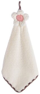 30*28Cm Coral Fluwelen Bloem Handdoeken Badkamer Opknoping Handdoek Niet-pluizende Reinigingsdoekje Cleaner Keuken Absorberende vaatdoek 1Pc wit