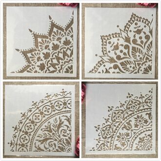 30*30Cm Mandala 1/4 Wiel Ronde Geometrie Diy Gelaagdheid Stencils Schilderij Plakboek Kleuring Embossing Album Decoratieve Template alle 4stk