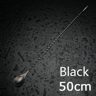 30/40/50Cm Rvs Roer Lepel Mengen Gram Cocktail Lepel Spiraal Patroon Barman Gereedschap Bar Teadrop lepel Bar Tool 500mm zwart