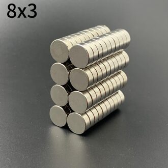 30/50/100/200/500Pcs 8X3 Neodymium Magneet 8X3 N35 Ndfeb ronde Super Krachtige Sterke Permanente Magnetische Imanes Disc 8x3 50psc