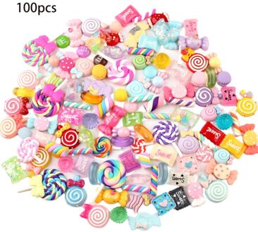 30/50/100Pcs Diverse Resin Charms Gemengde Candy Sweets Olie Plaksteen Cabochon Kralen Voor Diy Scrapbooking phonecase Ambachten 100 stk