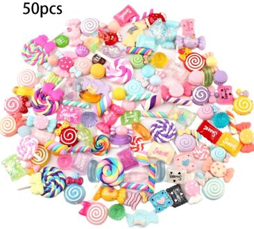 30/50/100Pcs Diverse Resin Charms Gemengde Candy Sweets Olie Plaksteen Cabochon Kralen Voor Diy Scrapbooking phonecase Ambachten 50 stk