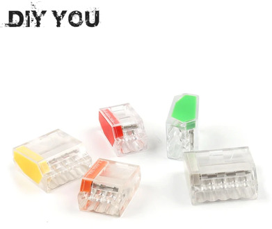 30/50/100Pcs DIY YOU PCT-252/253/254/255 Fast Push-in Terminal Block Compact Wire Connector 2/3/4/5Pin Conductor AWG