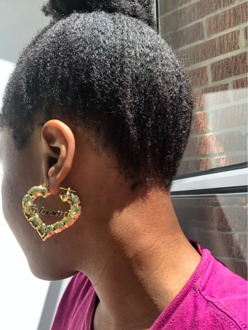 30 50 70 90 mm Custom Earrings Love shape Hiphop Sexy Bamboo Hoop Earrings Customizable Customize Name Earrings Bamboo Style