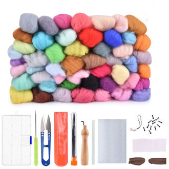 30/50 Kleuren Diy Wol Vilten Kit Gemengde Kleur Handvat Naaldvilten Gereedschap Handgemaakte Vilt Naald Set Stof Materialen Handwerk As tonen