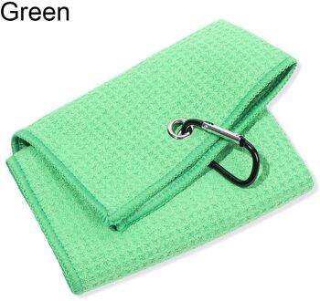 30*50Cm Microfiber Katoenen Handdoek Met Karabijnhaak Reinigt Clubs Golf Ballen Handen Reinigingsdoekjes Water Sport Zwembad accessoires groen
