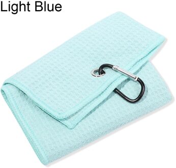 30*50Cm Microfiber Katoenen Handdoek Met Karabijnhaak Reinigt Clubs Golf Ballen Handen Reinigingsdoekjes Water Sport Zwembad accessoires licht blauw