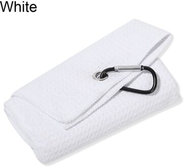 30*50Cm Microfiber Katoenen Handdoek Met Karabijnhaak Reinigt Clubs Golf Ballen Handen Reinigingsdoekjes Water Sport Zwembad accessoires wit