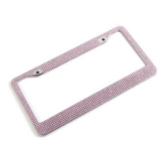 30.5Cm X 16Cm Stijlvolle Glitter Steentjes Amerikaanse Auto Voertuig Achter Nummerplaat Frame Decor Auto Styling Auto-accessoires licht roze