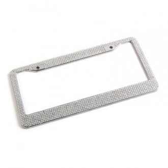 30.5Cm X 16Cm Stijlvolle Glitter Steentjes Amerikaanse Auto Voertuig Achter Nummerplaat Frame Decor Auto Styling Auto-accessoires wit