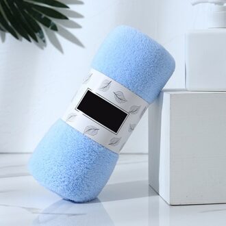 30*60Cm Zachte Koralen Fleece Handdoek Goed Absorberende Badhanddoek Voor Thuis Hand Gezicht Douche Zal Niet pil Effen Kleuren D1 licht blauw