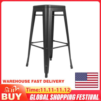 30" Bar Chair Simple Metal High Stool Modern Dining Chair Furniture Bar Stools For Home Bar Chairs Square Seat Space Saving