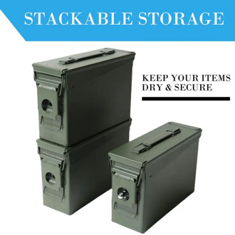30 Cal Metal Ammo Case Can - Military and Army Solid Steel Holder Box for Long-Term Shotgun Rifle Nerf Gun Ammo Storage