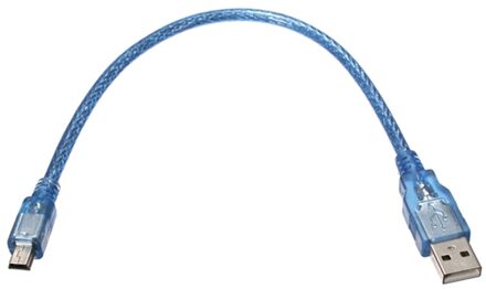 30 Cm Blauwe Mannelijke Usb 2.0A Naar Mini Man Usb B Powered Data Kabel Voor Arduino Telefoon Lamp Accessoire