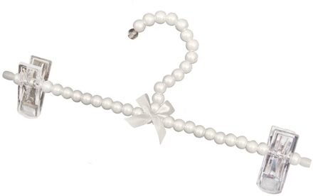 30 Cm Premium Metalen Elegante Kleerhangers Bedekt In Parel Kralen Broek Jurk Houder Met Clip wit