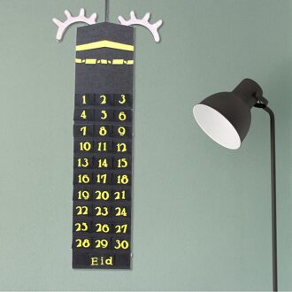 30 Dagen Eid Advent Kalender Party Decoratie Mubarak Kalender stijl C zwart