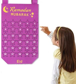 30 Dagen Eid Advent Kalender Party Decoratie Mubarak Kalender stijl F paars