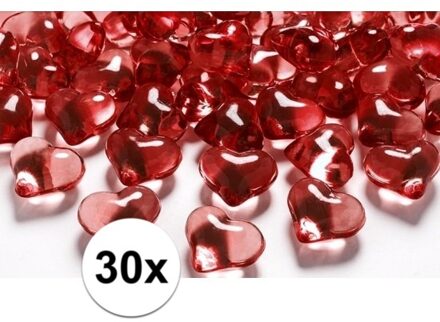 30 hartjes steentjes rood 2 cm