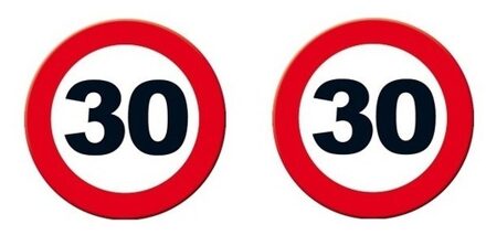 30 jaar decoratie verkeersborden 49 cm - 2 stuks - 30 jaar leeftijd/verjaardag feestdecoratie