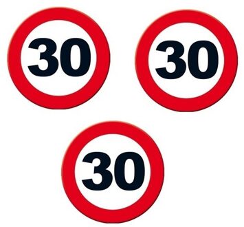 30 jaar decoratie verkeersborden 49 cm - 3 stuks - 30 jaar leeftijd/verjaardag feestdecoratie