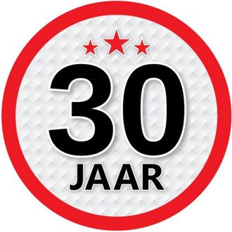 30 jaar leeftijd sticker rond 15 cm - 30 jaar verjaardag/jubileum versiering