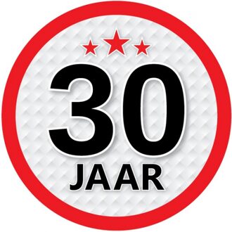 30 jaar leeftijd sticker - rond - Dia 15 cm - 30 jaar verjaardag/jubileum/leeftijd versiering Multi