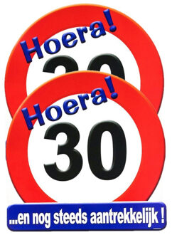 30 jaar verjaardag stopbord - 2x stuks - Dia 50 cm - Leeftijd feestartikelen - verkeersbord - Karton