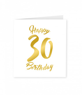 30 Jaar Verjaardagskaart Goud/Wit Wit - Transparant, Goud - Brons