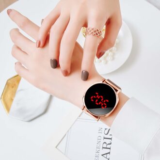 30 # Luxe Mesh Riem Horloge Dames Elektronische Horloge Sieraden Top Stijl Mode Vrouwen Luxe Mode Senior Horloges roos goud