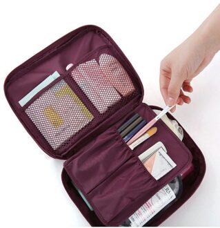30 # Multifunctionele Man Vrouwen Make-Up Tas Nylon Cosmetische Bag Case Make Up Organizer Toilettas Kits Opslag Reizen Wassen pouch rood