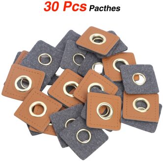 30 Naaien Op Kleding Patches Pu Leer Badges Metalen Messing Oogjes Grommets Patch Diy Breien Naaien Applique Voor Purse Bag craft bruin plein