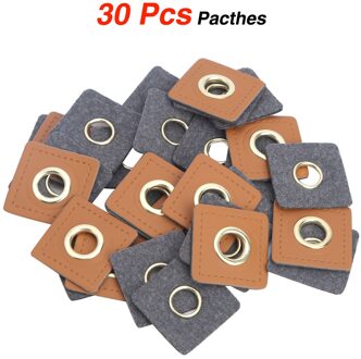 30 Naaien Op Kleding Patches Pu Leer Badges Patch Labels Innerlijke 8Mm Metaal Messing Oogjes Grommets Patch Diy Knit naaien Applique bruin plein