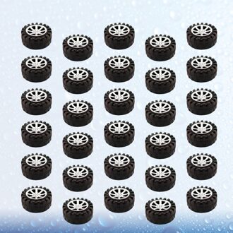 30 Pcs 4.2Cm Diameter Speelgoed Auto Accessoires Diy Ronde Plastic Kleine Wielen Diy Handgemaakte Auto Ambachten Levert (Zwart)