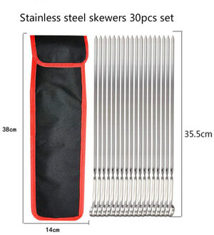 30 Pcs Bbq Spiesjes Gebruiksvoorwerpen 304 Rvs Barbecue Teken Lam Spiesjes Ijzer Teken Roosteren Naald Platte Teken Geroosterde Spiesjes 30 stk