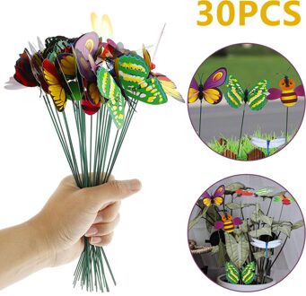 30 Pcs/Bos Vlinders Dragonfly Tuin Yard Planter Kleurrijke Grillige Vlinder Stakes Outdoor Decor Bloempotten Decoratie