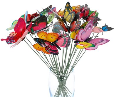 30 Pcs/Bos Vlinders Tuin Decoratie Outdoor Yard Planter Kleurrijke Grillige Vlinder Stakes Bloempotten Jardineria Decor