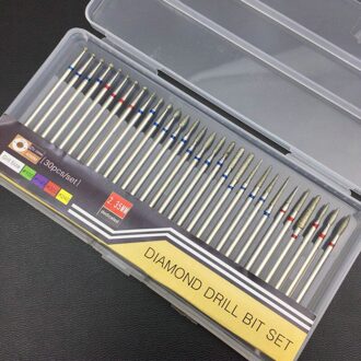 30 Pcs Diamond Nagel Boor Set Frees Rotary Burr Tip Gel Schoon Bestanden Voor Elektrische Manicure Machine Pedicure accessoire