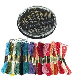 30 Pcs Diverse Hand Naaien Naalden & 36 Pcs Draad Veelkleurige Voor Borduren Cross Naald Breien