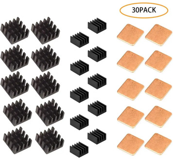 30 PCS Raspberry Pi Heatsink Kit Aluminum Copper + 3M Thermal Conductive Adhesive Tape for Cooling Cooler Raspberry Pi 3 B+ Pi 3