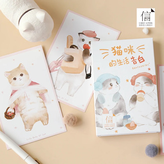 30 Pcs/Set Cat's Life Confession Postcard DIY Cartoon Kitten Greeting Cards Message Card Journal Decoration