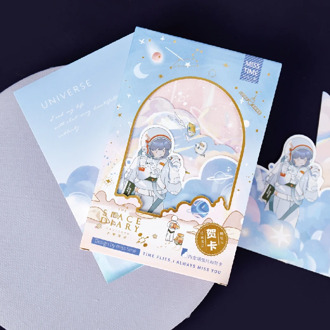 30 Pcs/Set Space Diary and Lemonade Postcard DIY Cartoon Girl Greeting Cards Message Card Stationery