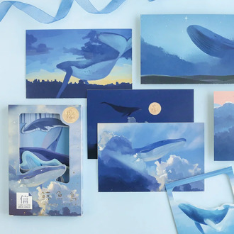 30 Pcs/Set Whale Island Bronzing Postcard Creative Hollow Greeting Cards DIY Journal Decoration Stationery