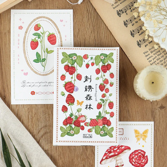 30 Sheets/Set Novelty Embroidery Forest Series Postcard Strawberry Mushroom Greeting Cards Birthday Gift Card