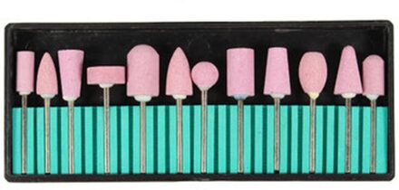 30 Stks/doos Nail Cone Tip Keramische Boren Elektrische Cuticle Schoon Rotary Voor Manicure Pedicure Slijpen Hoofd Sander Tool Donker Kaki