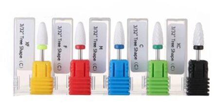 30 Stks/doos Nail Cone Tip Keramische Boren Elektrische Cuticle Schoon Rotary Voor Manicure Pedicure Slijpen Hoofd Sander Tool Licht Geel