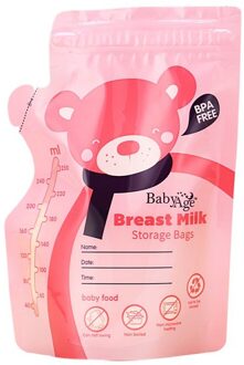 30 stks/pak 250ml 4 Kleuren Babyvoeding Opslag Moedermelk Opbergzakken BPA Gratis Effen Voeden Baby vloeibaar Voedsel Zakken roze 1 stk