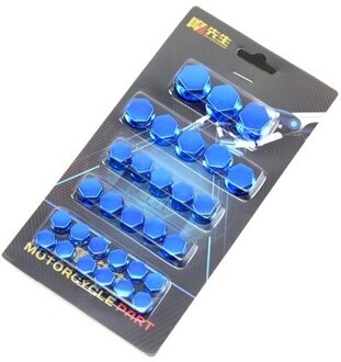 30 Stks/partij Motor Schroef Moer Bout Cap Cover Motorfiets Moer Cover Cap Decoratie Auto Styling Blauw