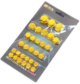 30 Stks/partij Motor Schroef Moer Bout Cap Cover Motorfiets Moer Cover Cap Decoratie Auto Styling Goud