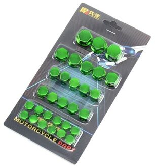 30 Stks/partij Motor Schroef Moer Bout Cap Cover Motorfiets Moer Cover Cap Decoratie Auto Styling groen