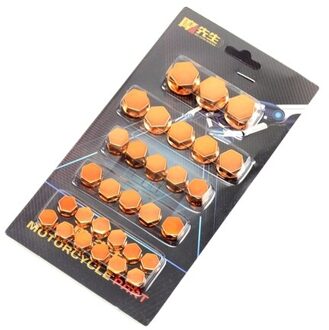 30 Stks/partij Motor Schroef Moer Bout Cap Cover Motorfiets Moer Cover Cap Decoratie Auto Styling oranje
